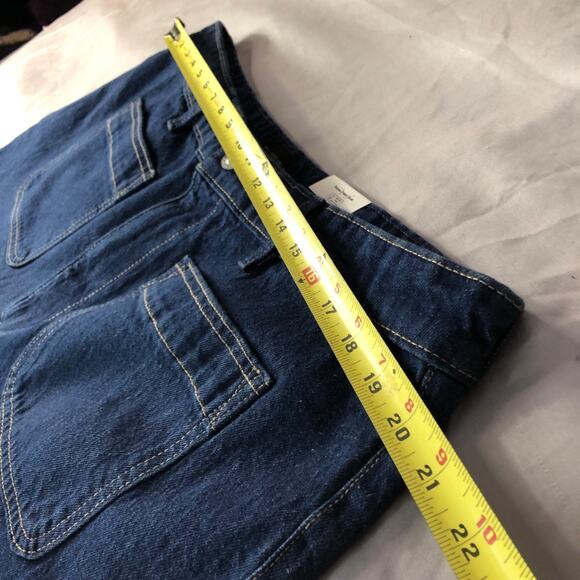 NWT Free Assembly Patch Pocket Jeans Womens Blue Wide Leg Dark Wash Size 16 New - Picture 6 of 13